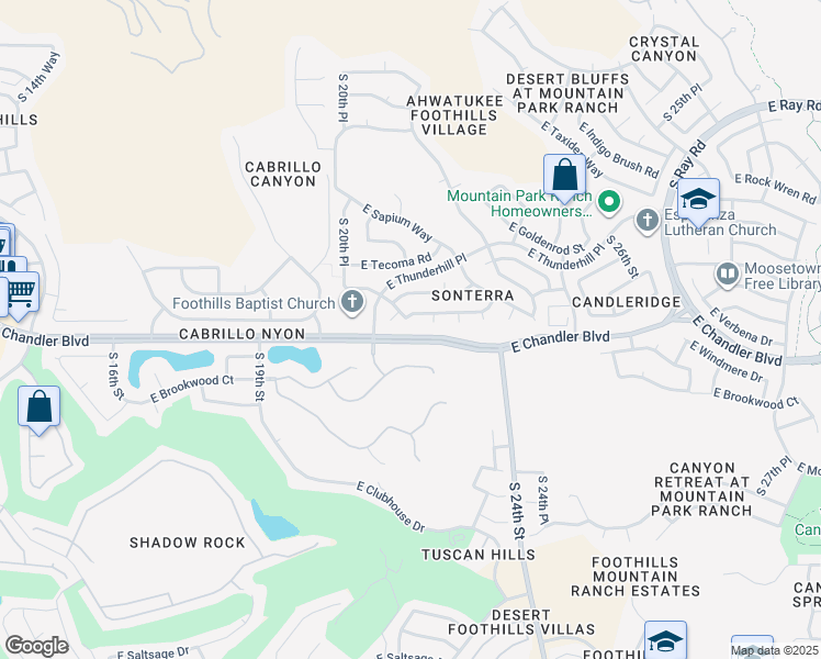 map of restaurants, bars, coffee shops, grocery stores, and more near 15437 South 21st Place in Phoenix