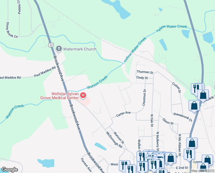 map of restaurants, bars, coffee shops, grocery stores, and more near 220 West L Miller Drive in Jackson