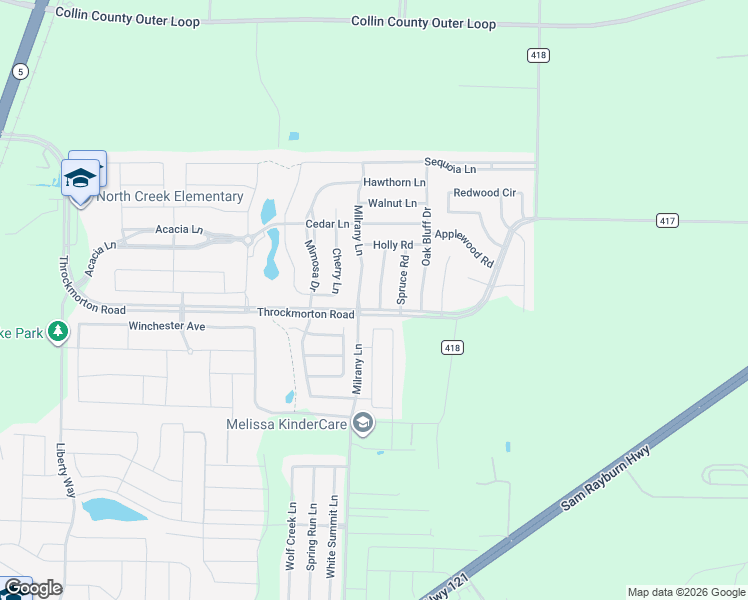map of restaurants, bars, coffee shops, grocery stores, and more near 4210 Magnolia Road in Melissa