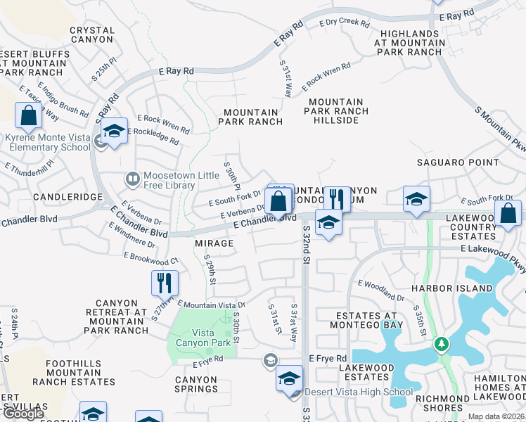 map of restaurants, bars, coffee shops, grocery stores, and more near 3115 East Verbena Drive in Phoenix