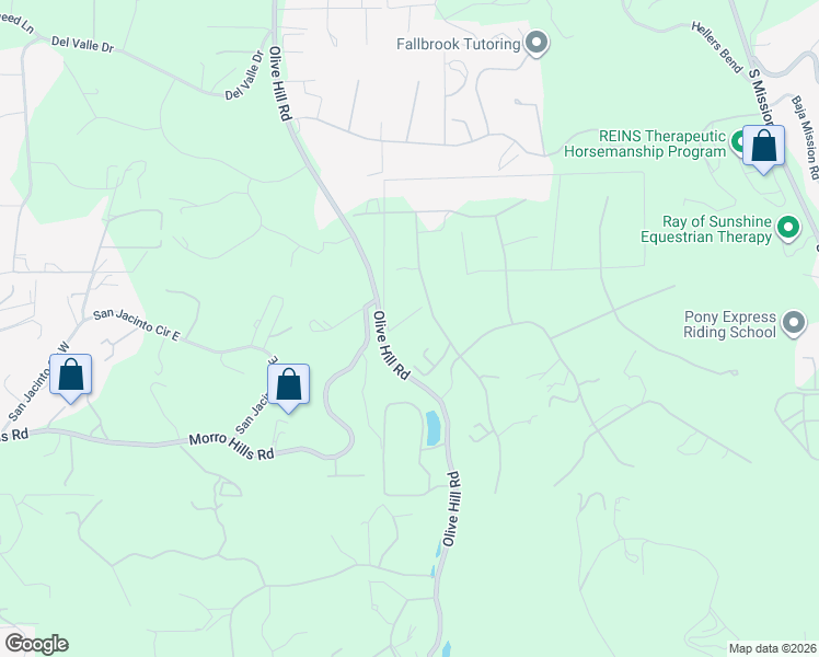 map of restaurants, bars, coffee shops, grocery stores, and more near 11 Country Glen Road in Fallbrook