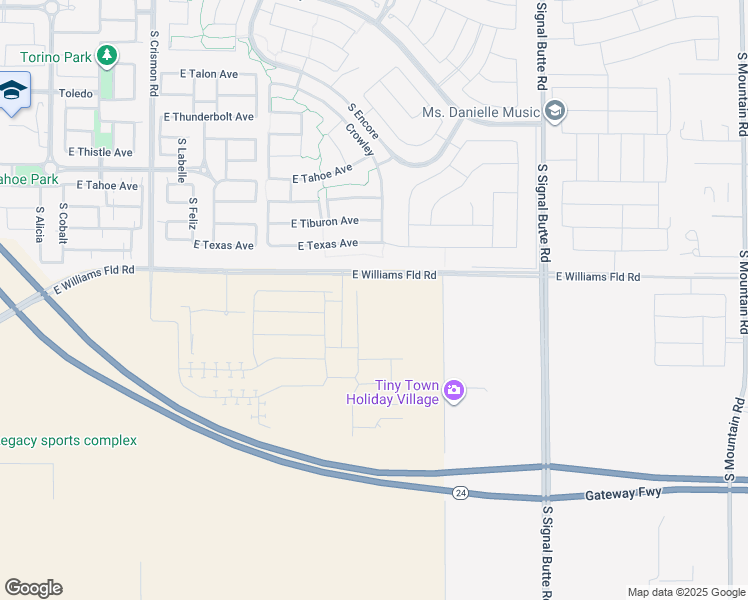 map of restaurants, bars, coffee shops, grocery stores, and more near 10141 East Williams Field Road in Mesa