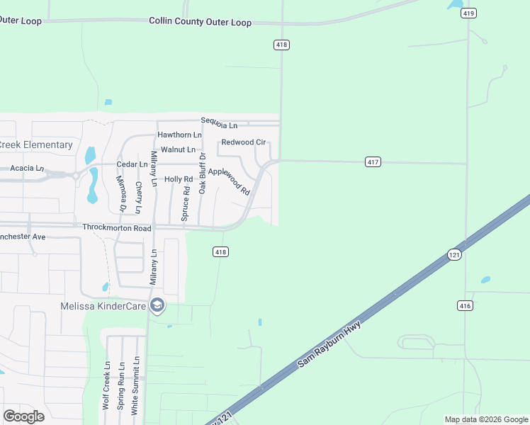 map of restaurants, bars, coffee shops, grocery stores, and more near 3810 Dogwood Road in Melissa