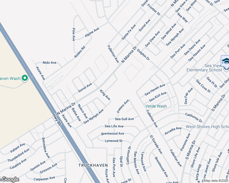 map of restaurants, bars, coffee shops, grocery stores, and more near Sea View Avenue in Salton City