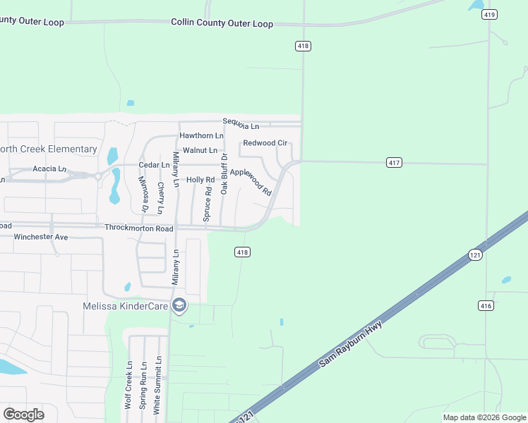 map of restaurants, bars, coffee shops, grocery stores, and more near 3705 Dogwood Road in Melissa