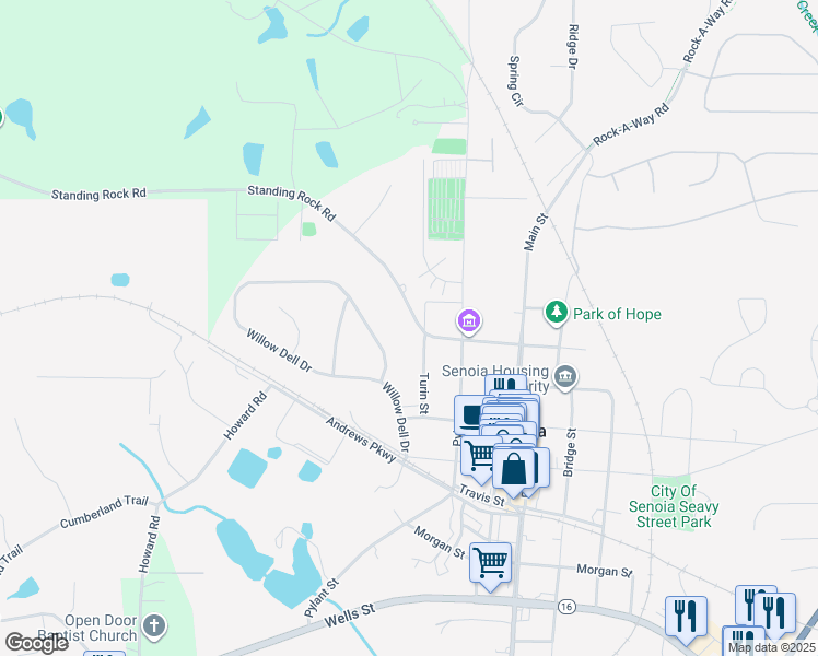 map of restaurants, bars, coffee shops, grocery stores, and more near 30 Standing Rock Road in Senoia