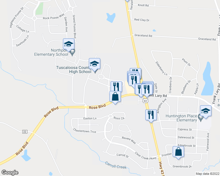 map of restaurants, bars, coffee shops, grocery stores, and more near 12386-12390 Huntington Village Drive in Northport