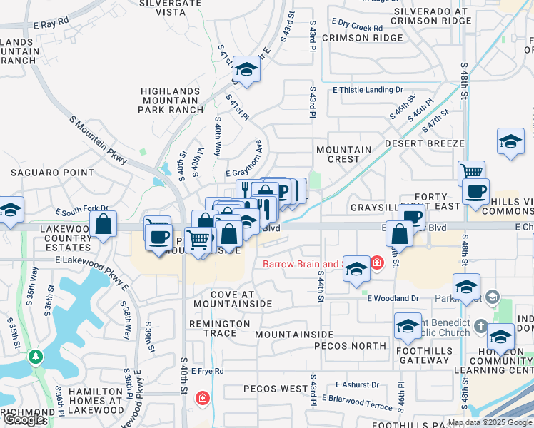 map of restaurants, bars, coffee shops, grocery stores, and more near 4206 East Chandler Boulevard in Phoenix