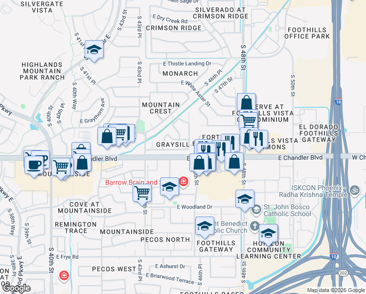 map of restaurants, bars, coffee shops, grocery stores, and more near 4518 East Verbena Drive in Phoenix