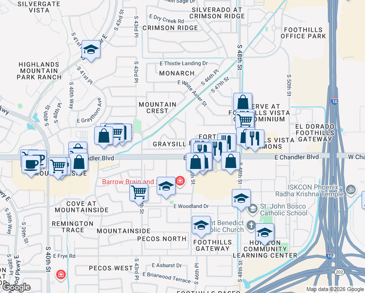 map of restaurants, bars, coffee shops, grocery stores, and more near 4518 East Verbena Drive in Phoenix