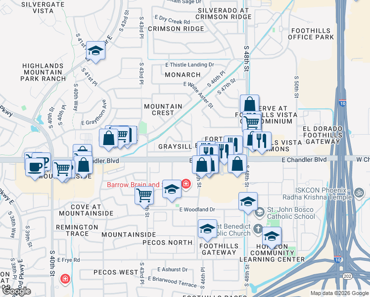 map of restaurants, bars, coffee shops, grocery stores, and more near 4518 East Verbena Drive in Phoenix