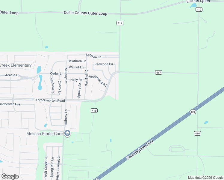 map of restaurants, bars, coffee shops, grocery stores, and more near 3810 Dogwood Road in Melissa