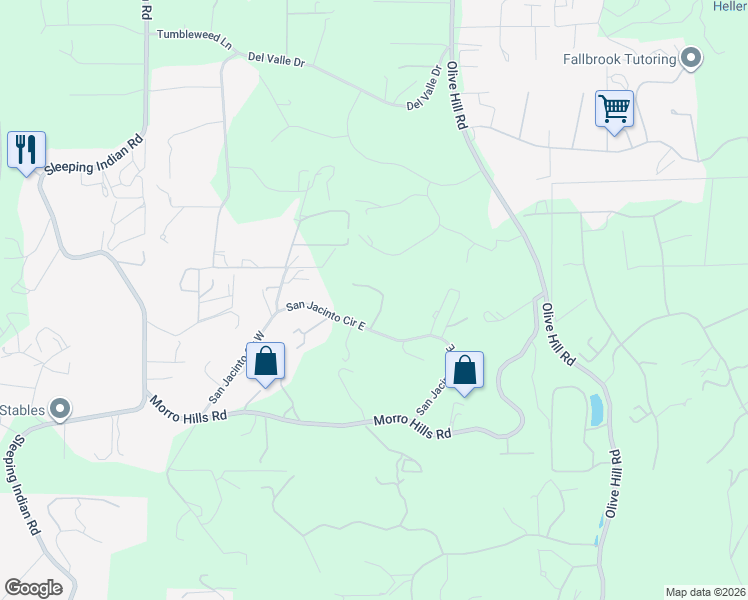 map of restaurants, bars, coffee shops, grocery stores, and more near 4712 Briana Court in Fallbrook