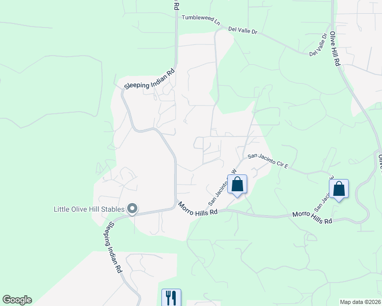 map of restaurants, bars, coffee shops, grocery stores, and more near 4782 Sleeping Indian Road in Fallbrook