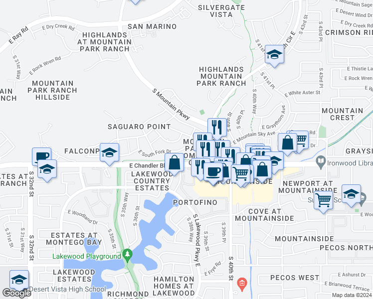 map of restaurants, bars, coffee shops, grocery stores, and more near 3967 East Verbena Court in Phoenix