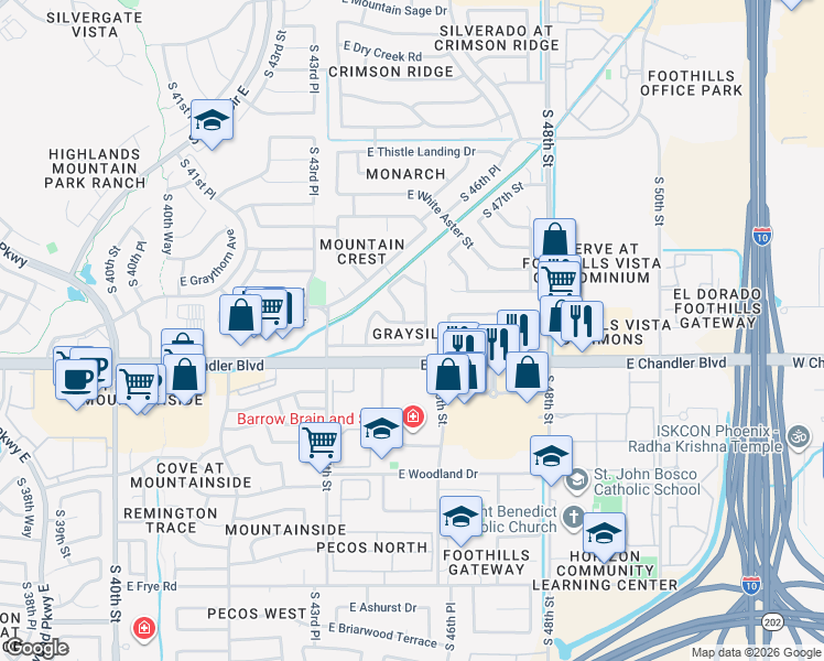 map of restaurants, bars, coffee shops, grocery stores, and more near 4518 East Verbena Drive in Phoenix