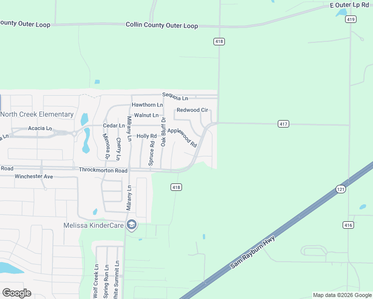 map of restaurants, bars, coffee shops, grocery stores, and more near 3705 Dogwood Road in Melissa