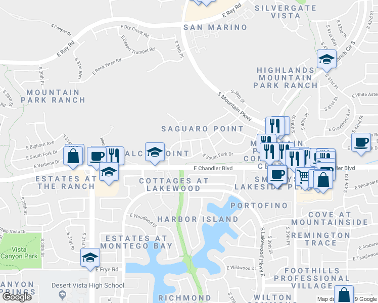 map of restaurants, bars, coffee shops, grocery stores, and more near 15432 South 37th Street in Phoenix