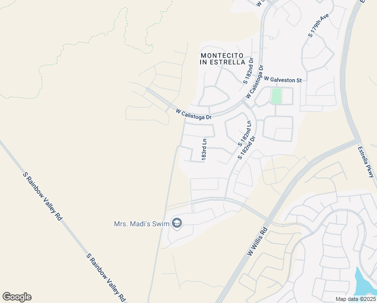 map of restaurants, bars, coffee shops, grocery stores, and more near 18450 West Verbena Drive in Goodyear