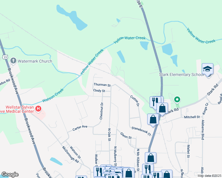 map of restaurants, bars, coffee shops, grocery stores, and more near 964 N Oak St in Jackson
