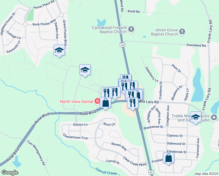 map of restaurants, bars, coffee shops, grocery stores, and more near 12358 Huntington Village Drive in Northport