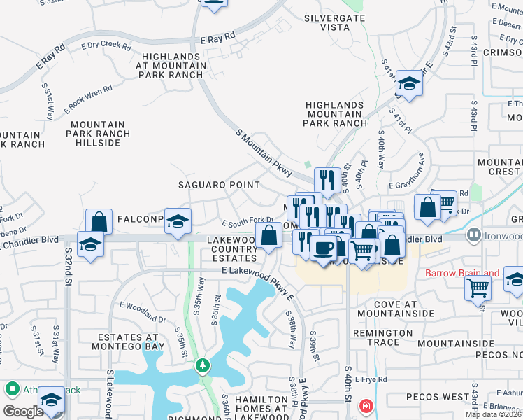 map of restaurants, bars, coffee shops, grocery stores, and more near 3837 East Bighorn Avenue in Phoenix