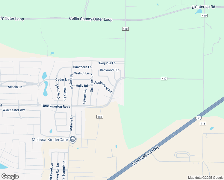 map of restaurants, bars, coffee shops, grocery stores, and more near 3711 Applewood Road in Melissa