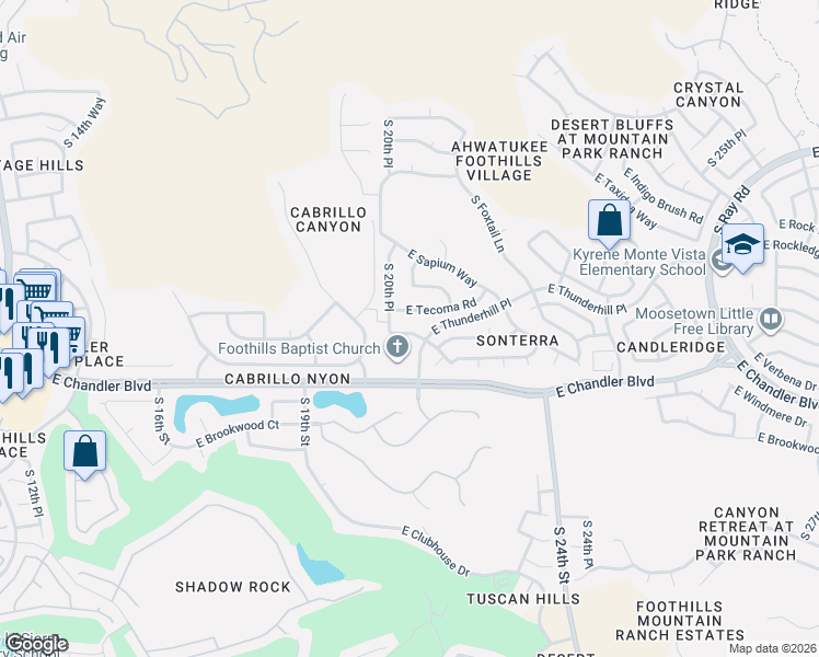 map of restaurants, bars, coffee shops, grocery stores, and more near 2026 East Tecoma Road in Phoenix