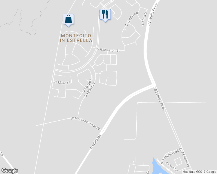 map of restaurants, bars, coffee shops, grocery stores, and more near 18049 West Tecoma Road in Goodyear