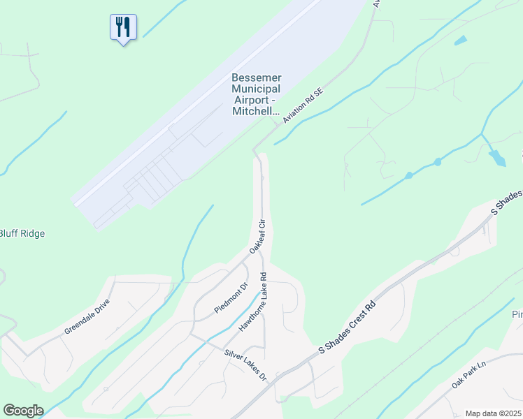 map of restaurants, bars, coffee shops, grocery stores, and more near 2539 Oakleaf Circle in Bessemer