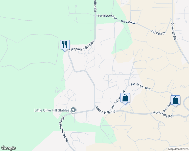 map of restaurants, bars, coffee shops, grocery stores, and more near 4710 Sleeping Indian Road in Fallbrook