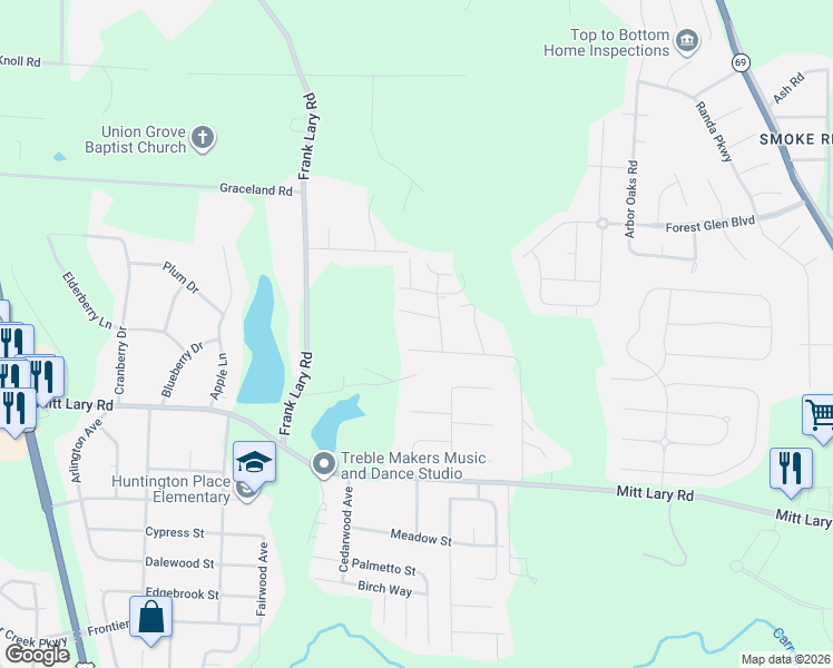 map of restaurants, bars, coffee shops, grocery stores, and more near in Tuscaloosa