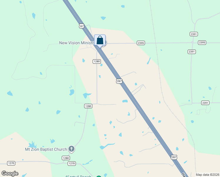 map of restaurants, bars, coffee shops, grocery stores, and more near 4323 U.S. 287 in Alvord