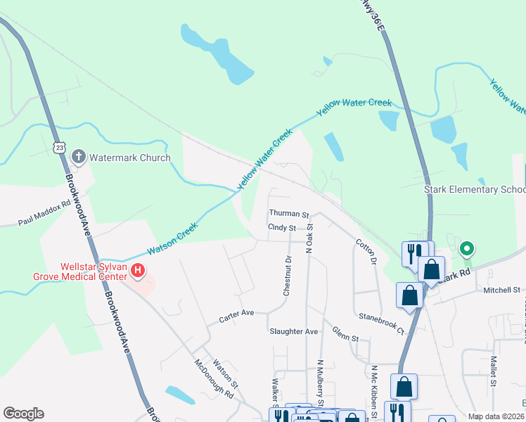 map of restaurants, bars, coffee shops, grocery stores, and more near 471 Cindy Street in Jackson