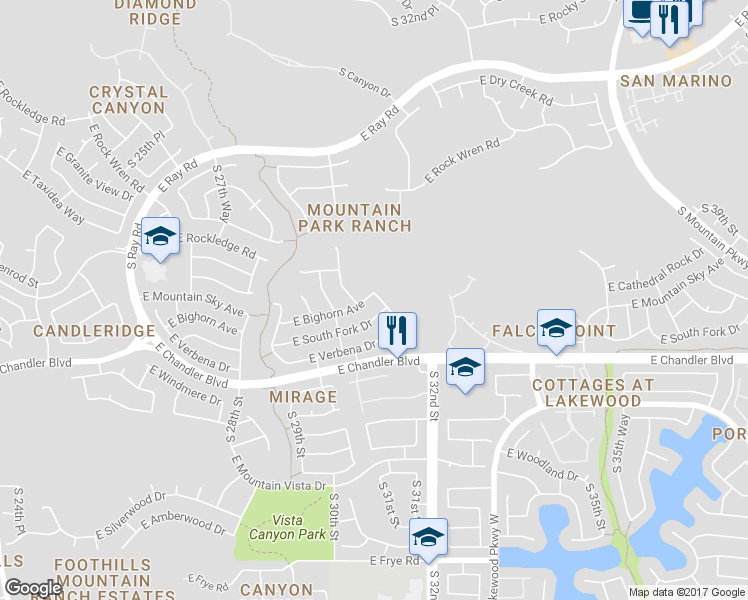 map of restaurants, bars, coffee shops, grocery stores, and more near 3115 East Bighorn Avenue in Phoenix