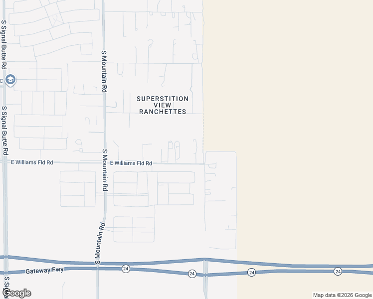 map of restaurants, bars, coffee shops, grocery stores, and more near 23118 East Williams Field Road in Mesa