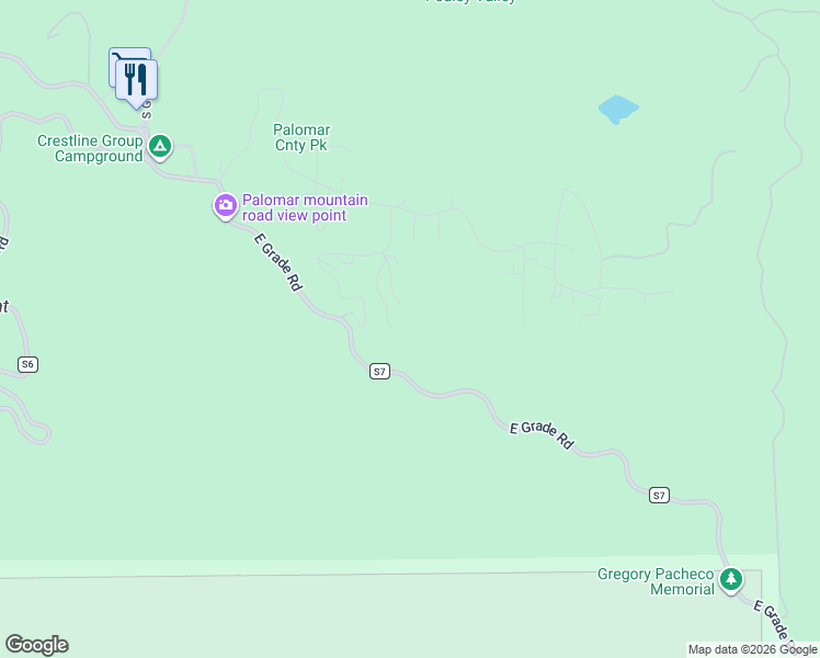 map of restaurants, bars, coffee shops, grocery stores, and more near 21943 Crestline Road in Palomar Mountain