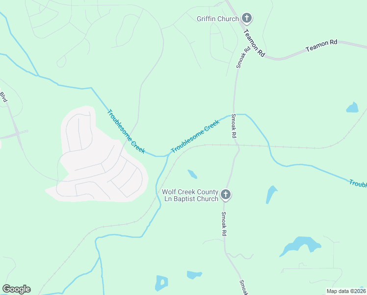 map of restaurants, bars, coffee shops, grocery stores, and more near 599 Smoak Road in Griffin