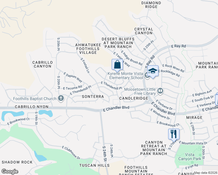 map of restaurants, bars, coffee shops, grocery stores, and more near 2459 East Goldenrod Street in Phoenix