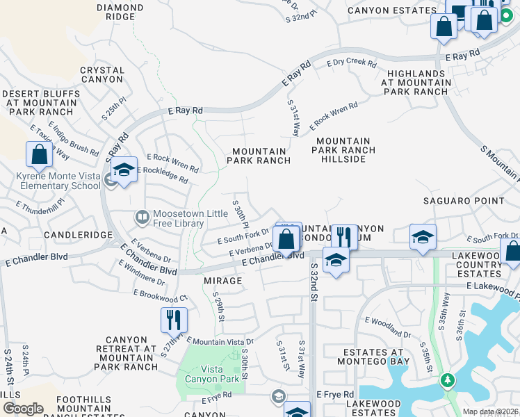 map of restaurants, bars, coffee shops, grocery stores, and more near 3115 East Bighorn Avenue in Phoenix