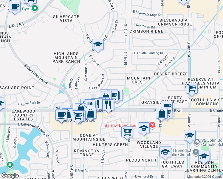 map of restaurants, bars, coffee shops, grocery stores, and more near 4228 E Raven Rd in Phoenix