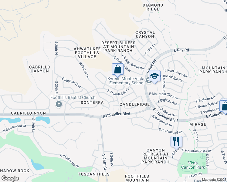 map of restaurants, bars, coffee shops, grocery stores, and more near 2459 East Goldenrod Street in Phoenix