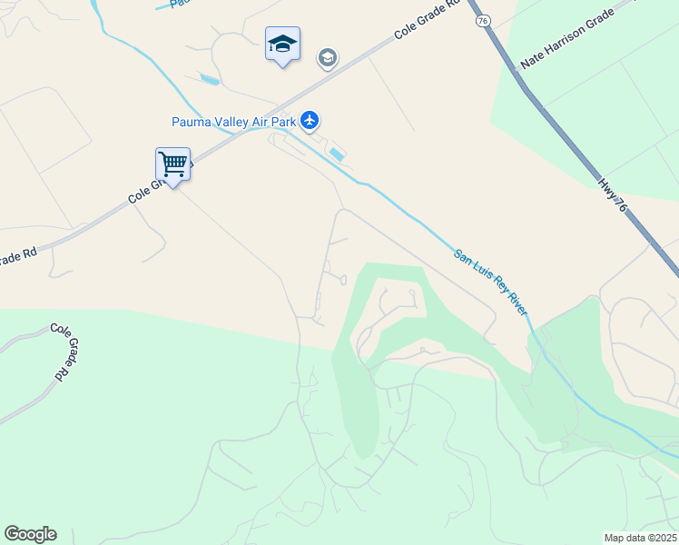map of restaurants, bars, coffee shops, grocery stores, and more near 32873 Temet Drive in Pauma Valley