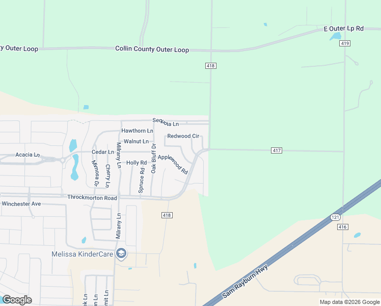 map of restaurants, bars, coffee shops, grocery stores, and more near 4403 Blackberry Road in Melissa
