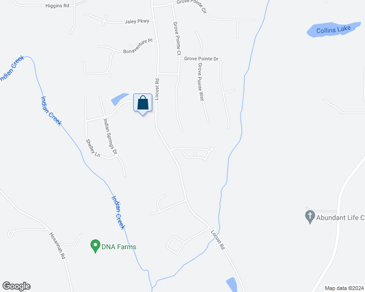 map of restaurants, bars, coffee shops, grocery stores, and more near 116 Astilbe Meadow Drive in Locust Grove