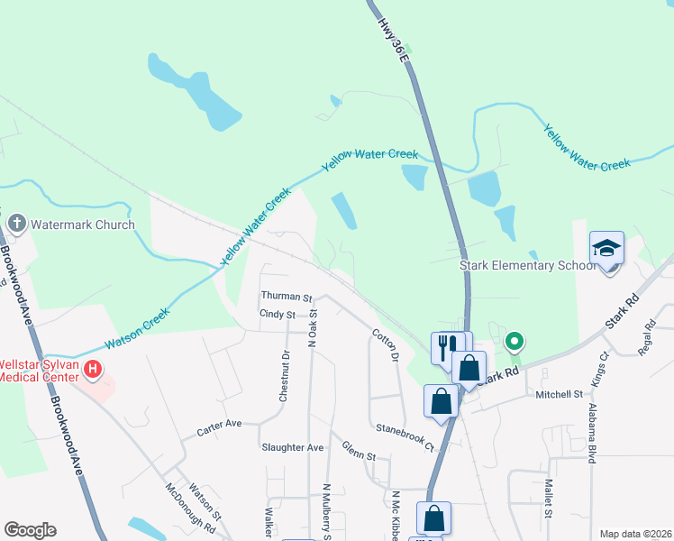 map of restaurants, bars, coffee shops, grocery stores, and more near 196 Charlie Sheppard Road in Jackson