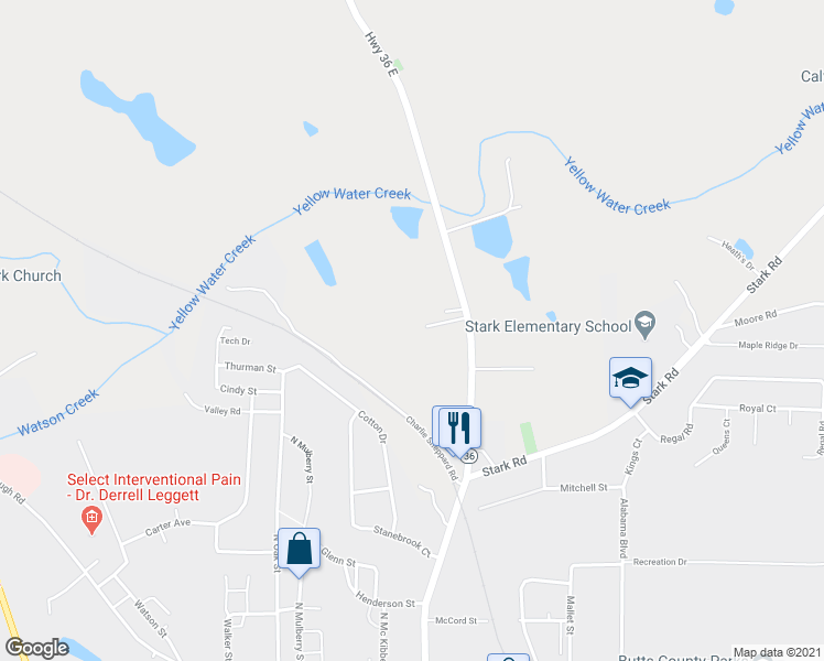 map of restaurants, bars, coffee shops, grocery stores, and more near 121 Wilson Foster Road in Jackson