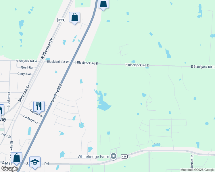 map of restaurants, bars, coffee shops, grocery stores, and more near in Aubrey