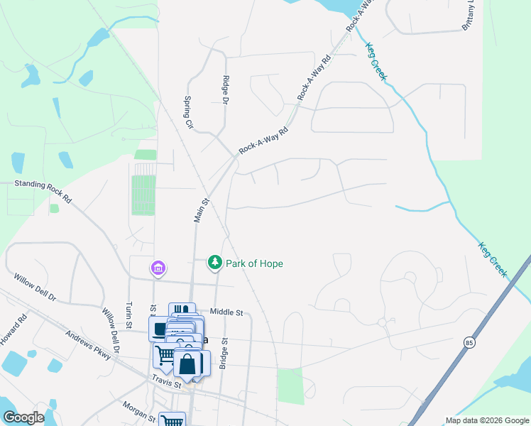 map of restaurants, bars, coffee shops, grocery stores, and more near 200 South Ridge in Senoia