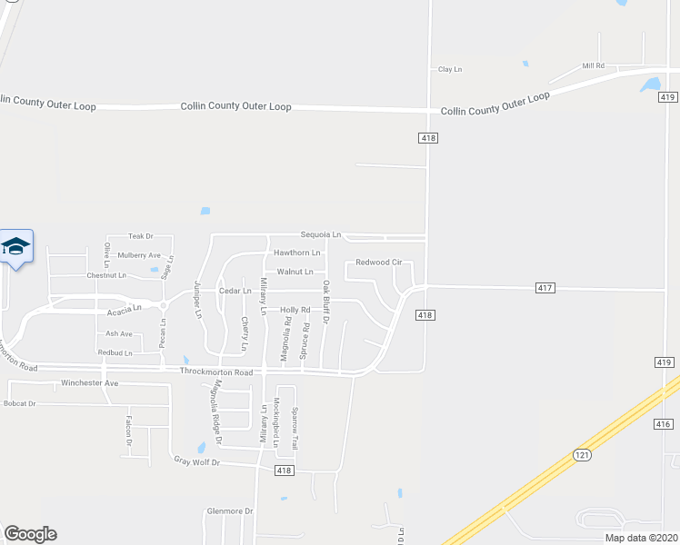 map of restaurants, bars, coffee shops, grocery stores, and more near 4405 Willow Wood Road in Melissa